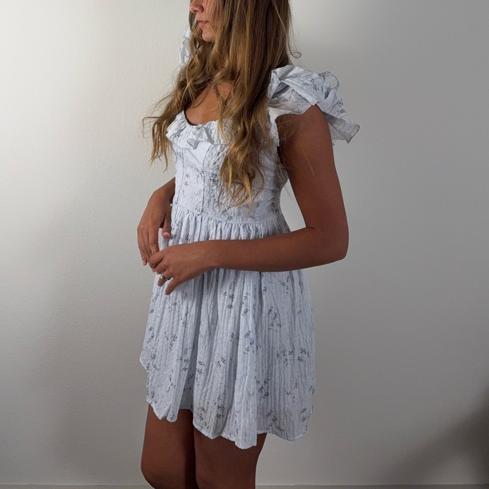 Lulus Light Blue Ruffled Mini Dress - Picture 2 of 5